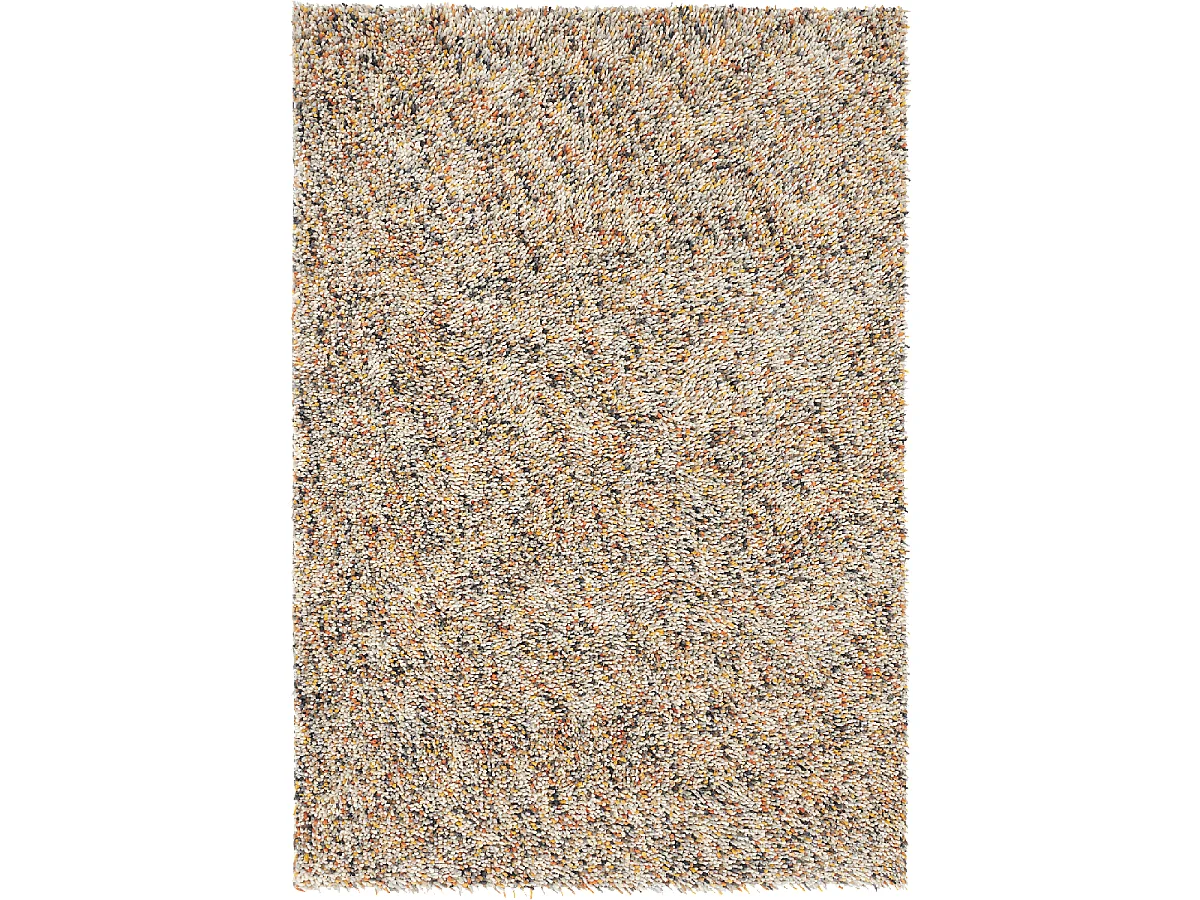 Tapis shaggy 140x200 rectangle tissé gris et orange en laine motif faux uni DOTS