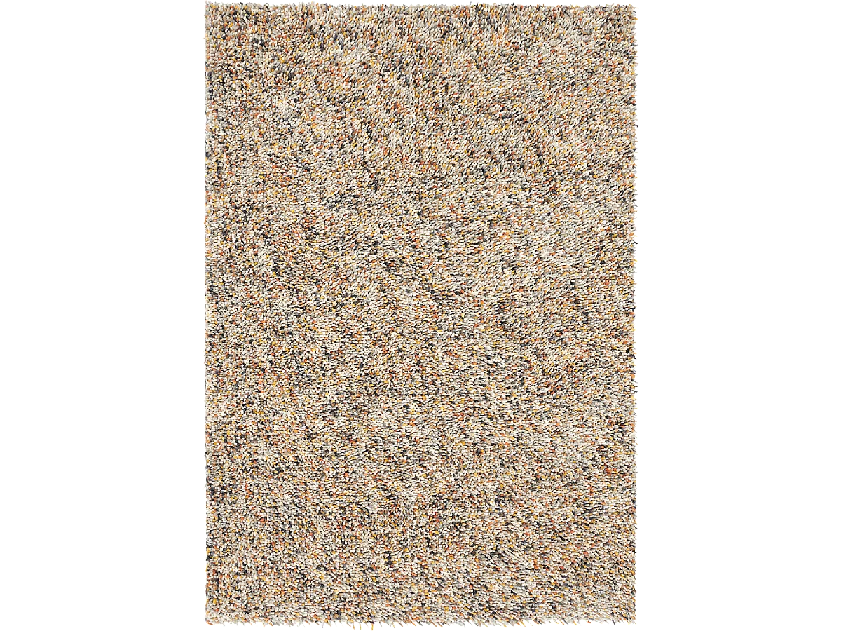 Tapis shaggy 140x200 rectangle tissé gris et orange en laine motif faux uni DOTS