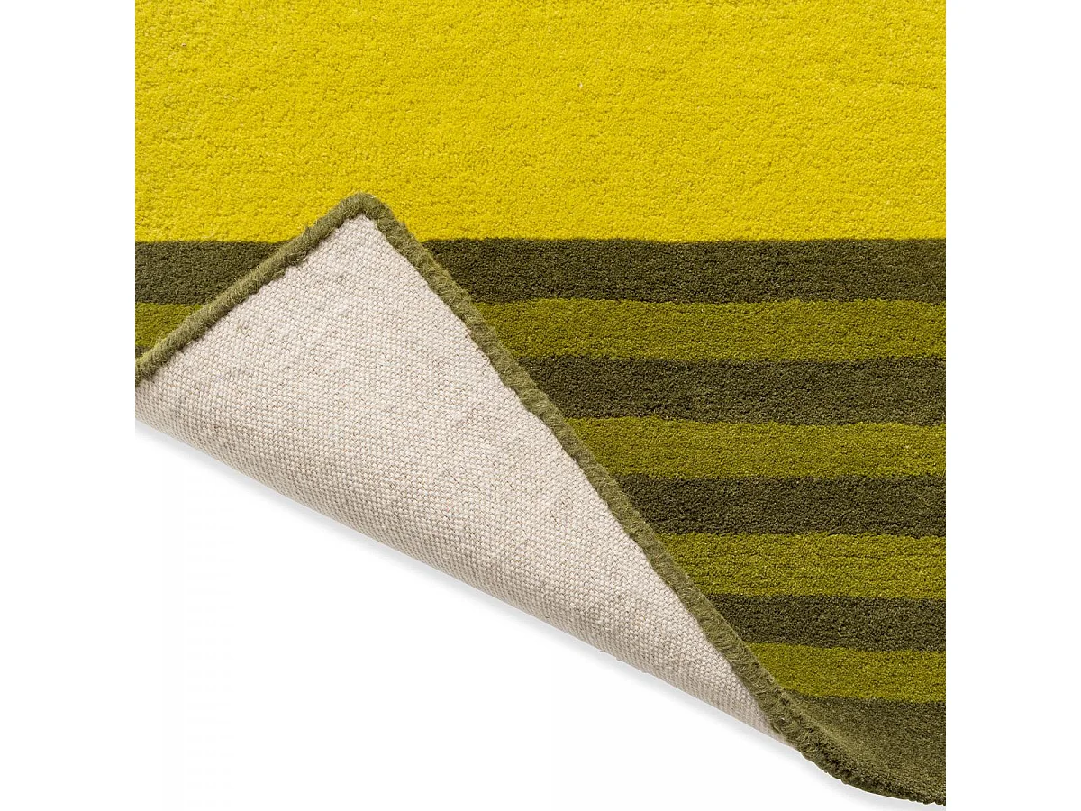 tapis chambre 160x230 fait main en laine vert et jaune rectangle motif floral