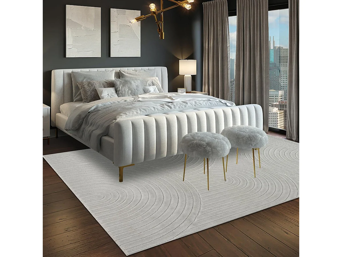 Tapis intérieur extérieur 200x280 en relief LYN14 ARC6EL Gris ton sur ton