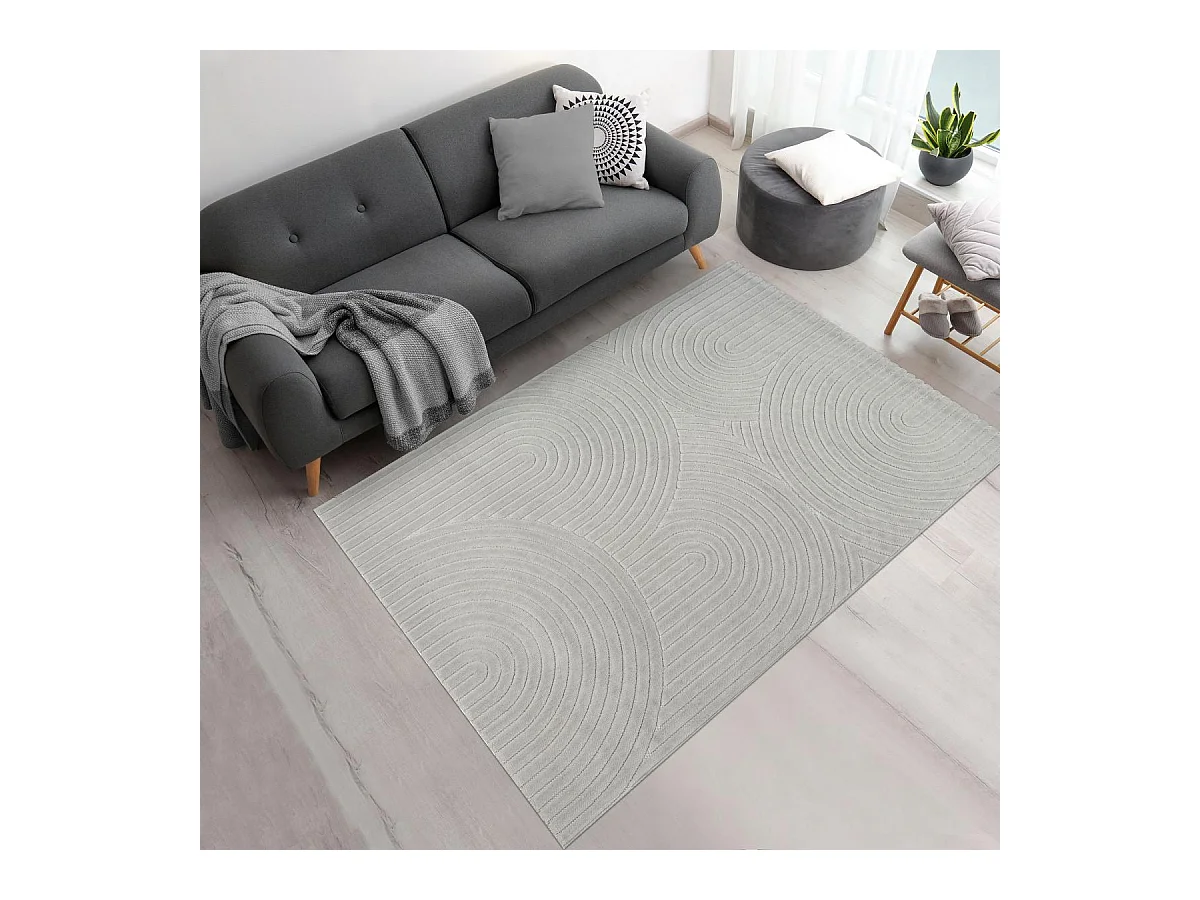 Tapis intérieur extérieur 200x280 en relief LYN14 ARC6EL Gris ton sur ton