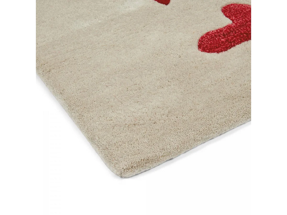 tapis chambre 200x280 fait à la main en laine gris et rouge motif floral