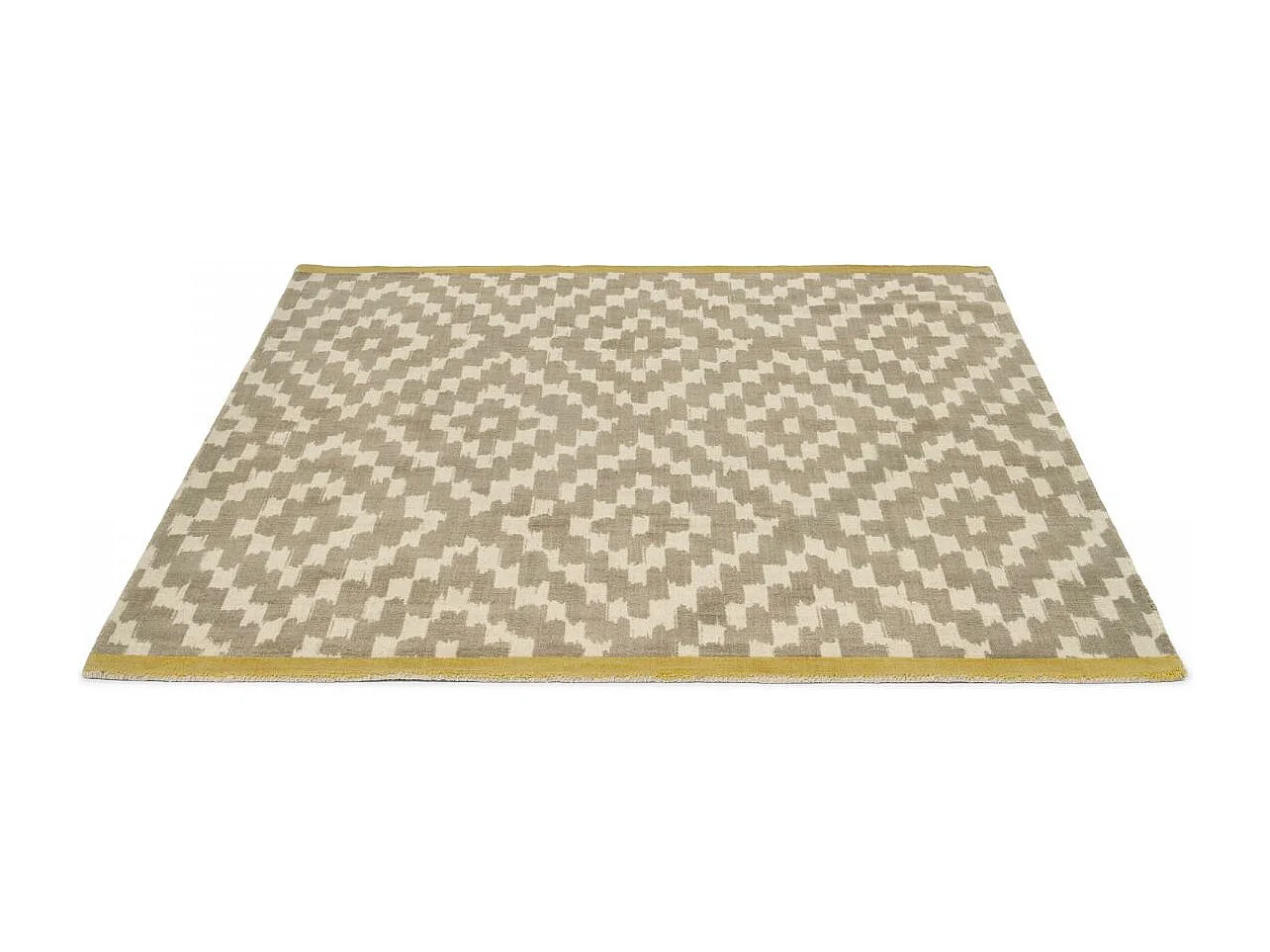 tapis chambre 200x280 fait à la main en laine gris et crème motif scandinave