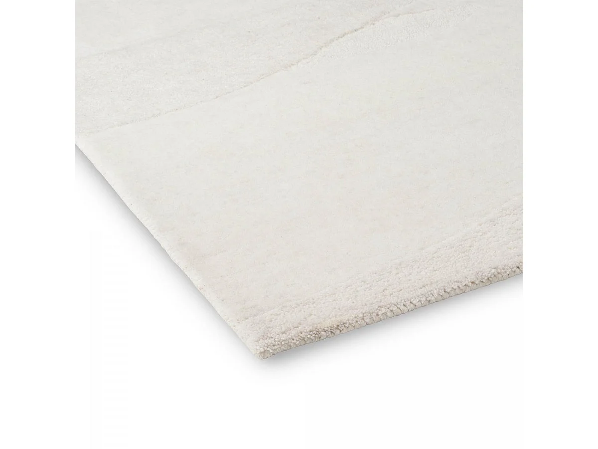 tapis salle de gym 160x230 fait à la main en laine crème rectangle motif faux uni