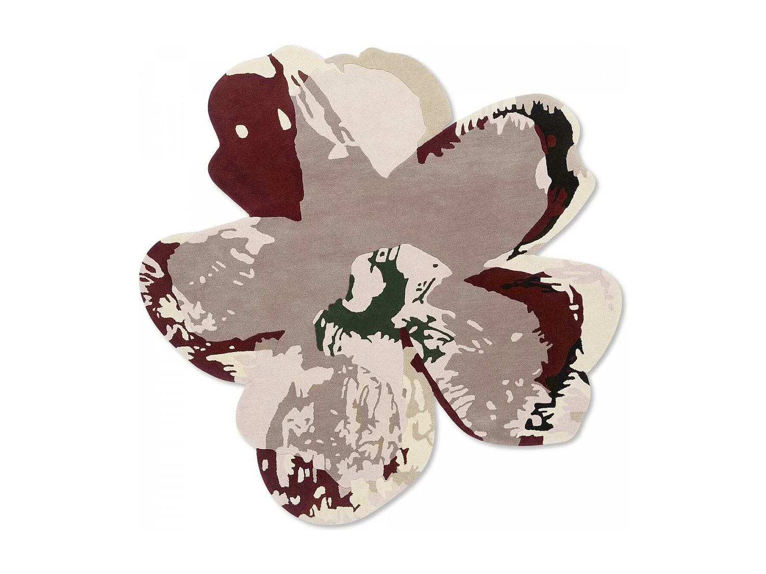 tapis salon 150x150 fait à la main en laine rose clair et bordeaux