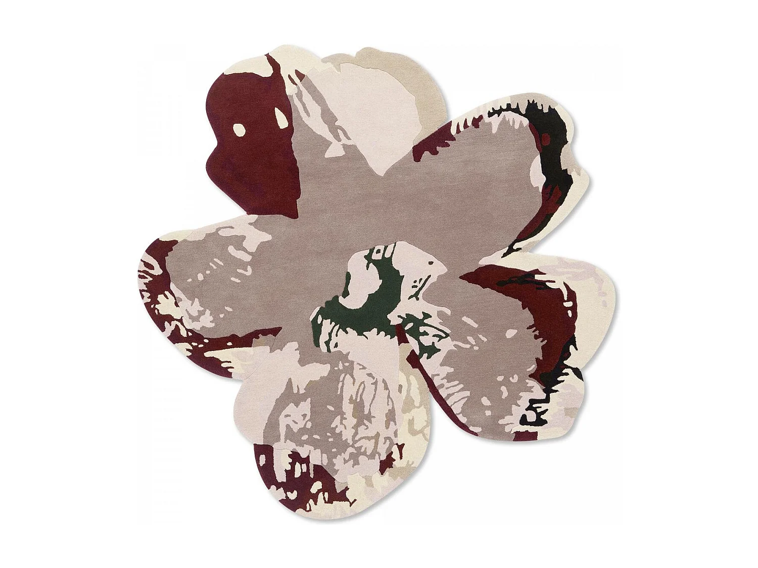 tapis salon 150x150 fait à la main en laine rose clair et bordeaux