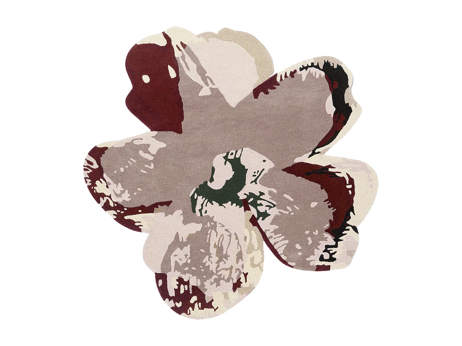 tapis salon 150x150 fait à la main en laine rose clair et bordeaux