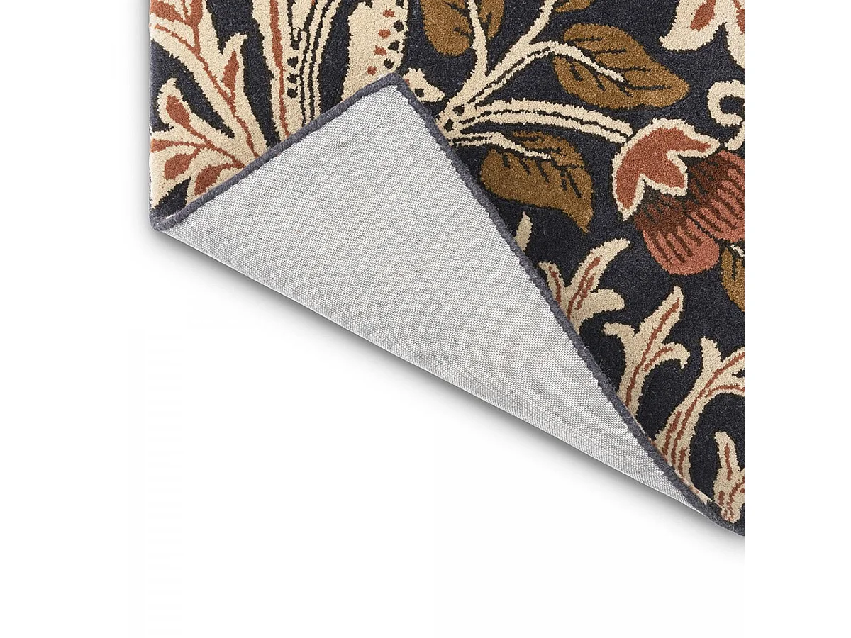 tapis chambre 170x240 fait à la main en laine orange et saumon motif floral