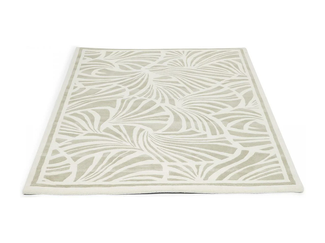 tapis chambre 200x280 fait à la main en laine crème rectangle motif faux uni FANS