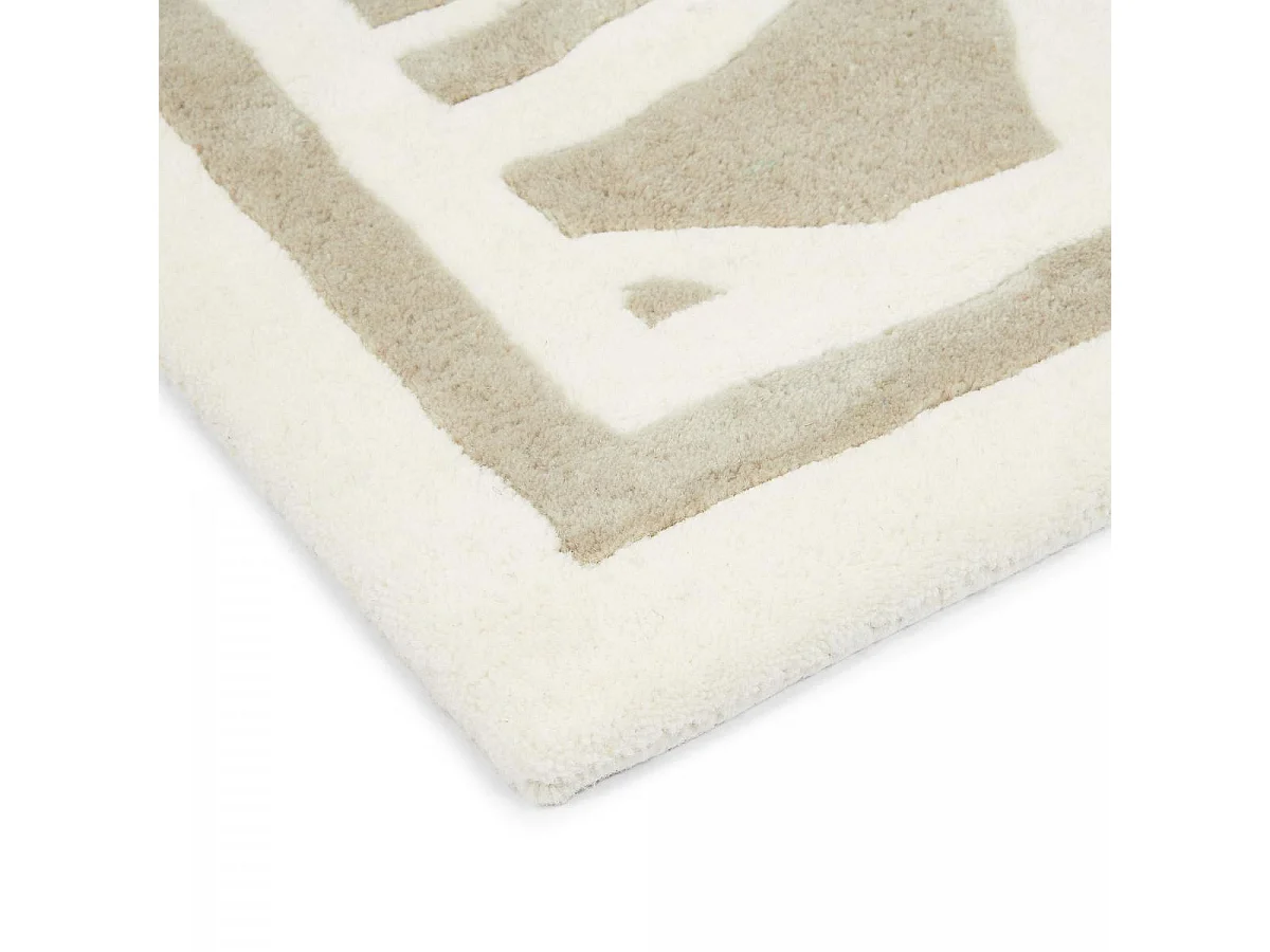 tapis chambre 200x280 fait à la main en laine crème rectangle motif faux uni FANS