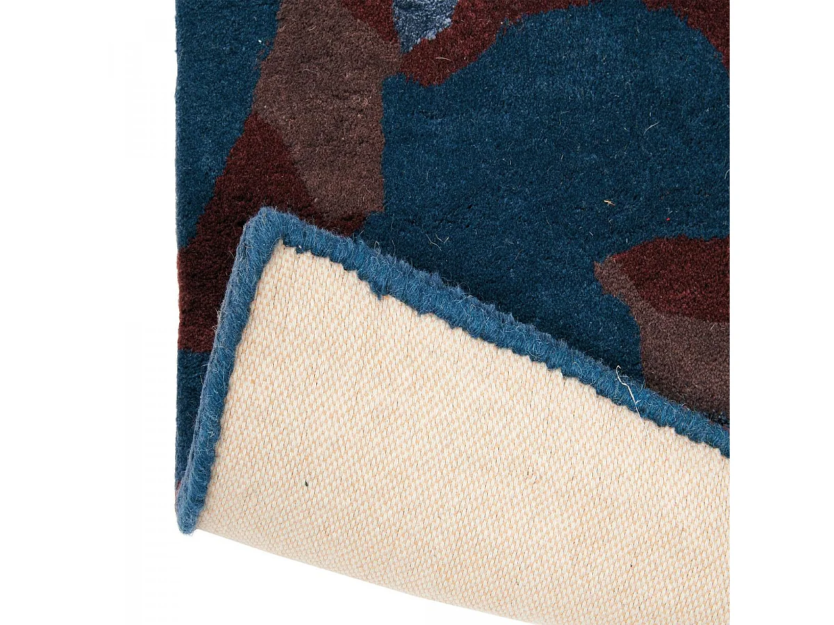 tapis entrée 140x200 tissé en laine noir et orange rectangle motif floral