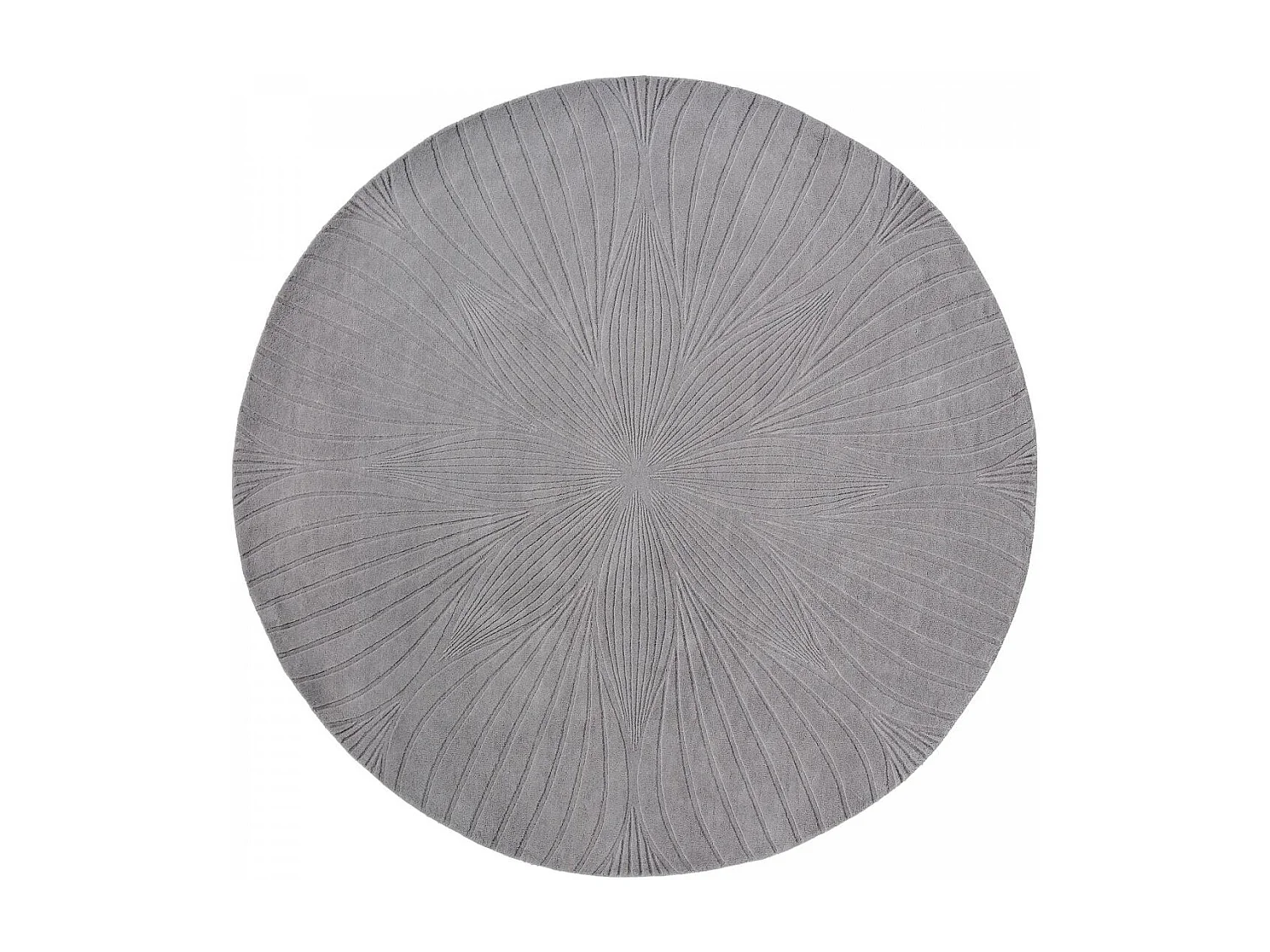 Tapis rond Ø150cm fait à la main en laine motif faux uni pour salon FOLIA