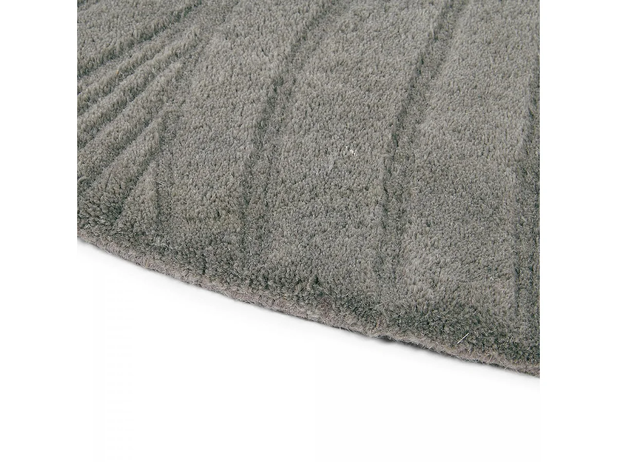 Tapis rond Ø150cm fait à la main en laine motif faux uni pour salon FOLIA