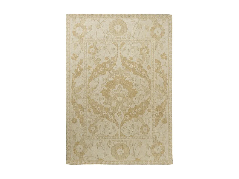 tapis chambre 140x200 fait main en coton or rectangle motif floral NEWBOR
