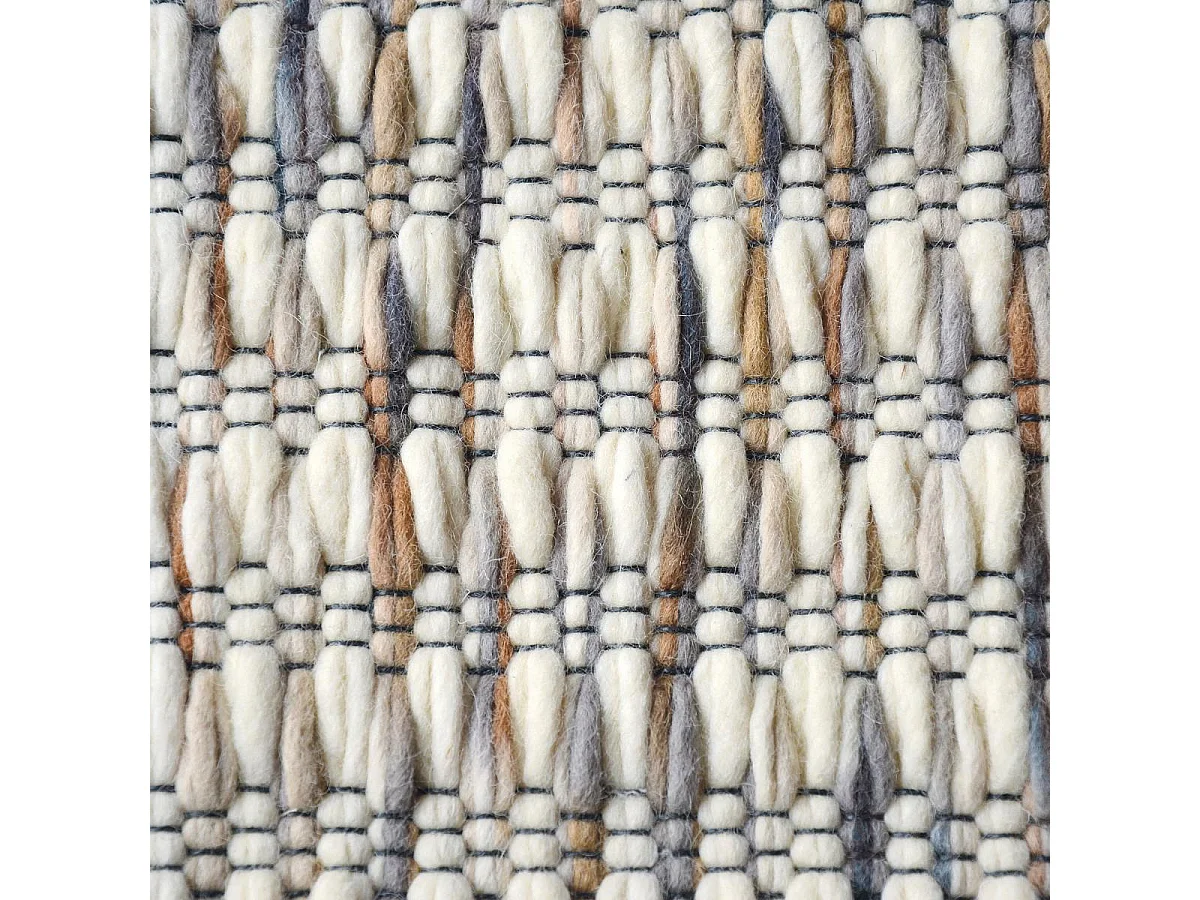 tapis chambre 160x230 fait main en laine crème rectangle motif faux uni GRAIN