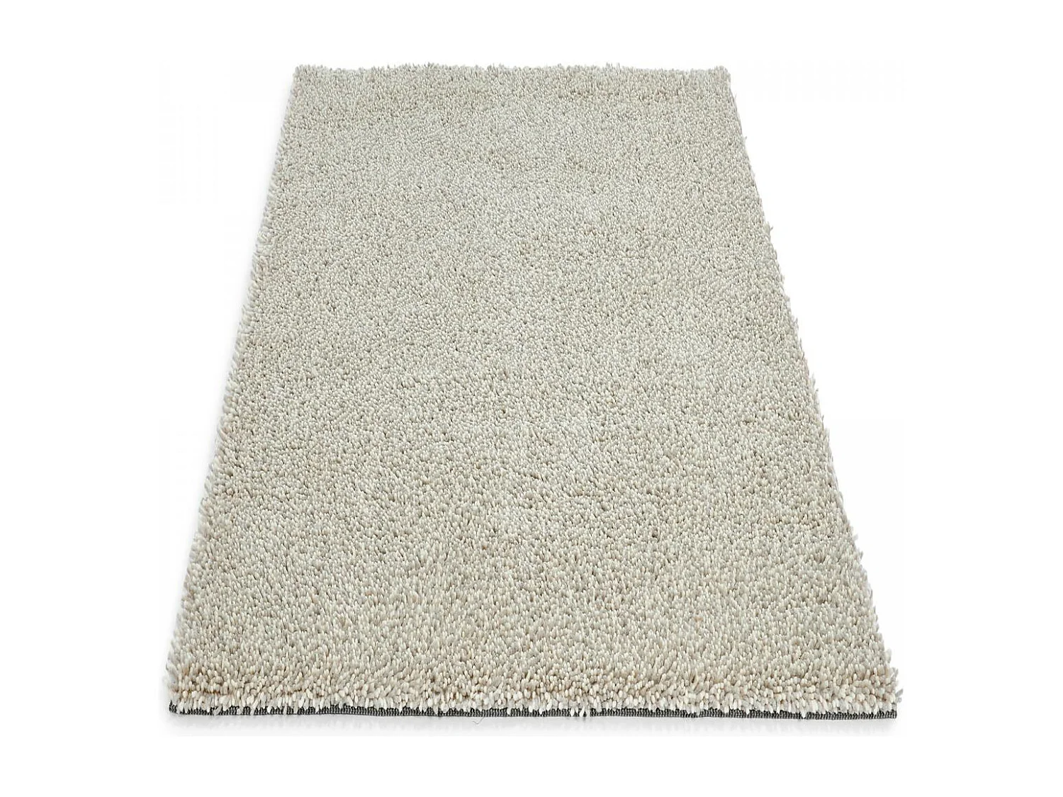 Tapis longs poils shaggy 140x200 rectangle tissé gris et beige en laine