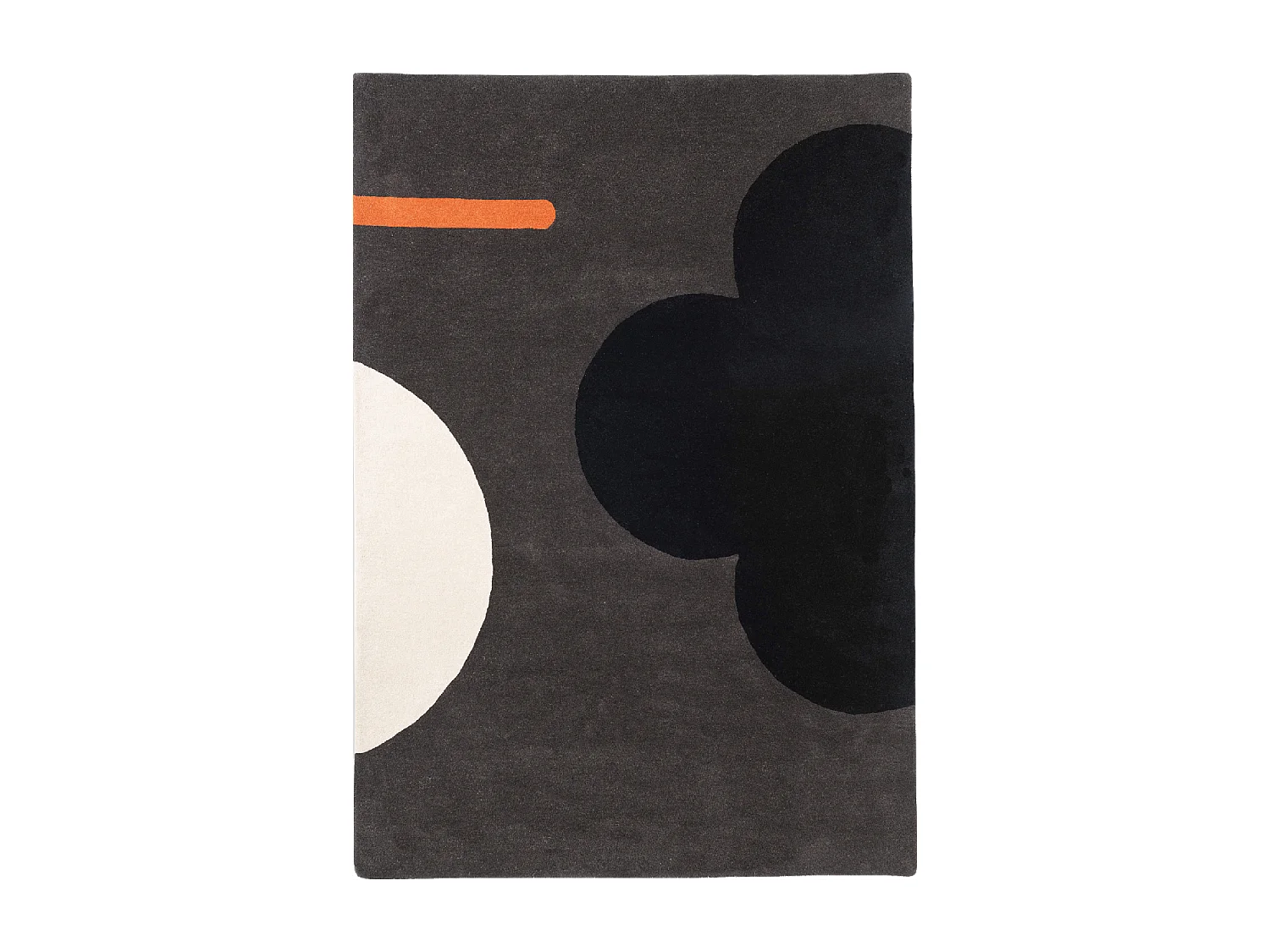 tappeto per camera da letto 160x230 realizzato a mano in lana nera e grigia modello anni settanta