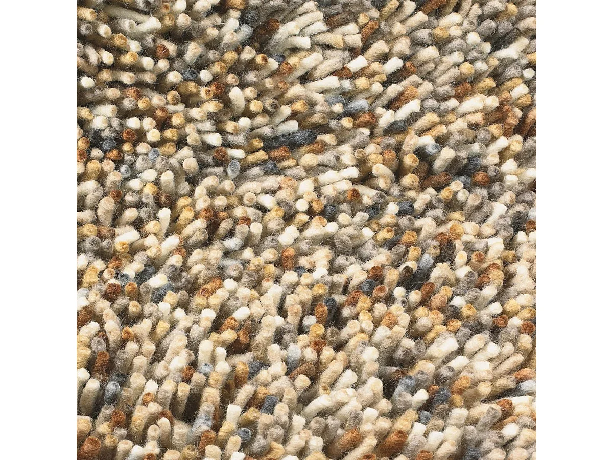 Tapis shaggy 140x200 rectangle tissé crème en laine motif faux uni ROCKS