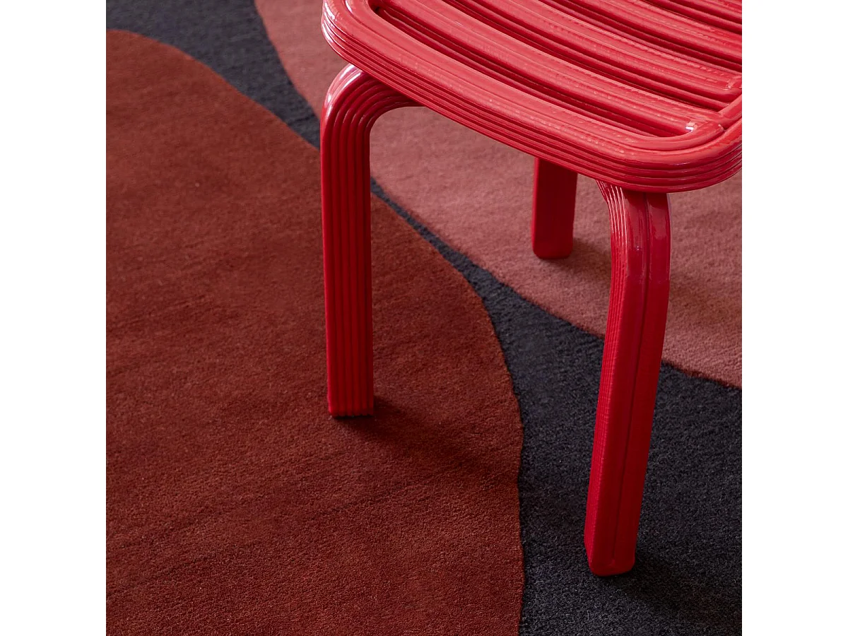 tappeto da soggiorno ampio 200x280 realizzato a mano in lana bordeaux e rossa