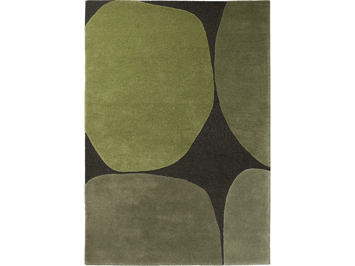 tapis open space 200x280 fait main en laine vert rectangle motif rétro-vintage