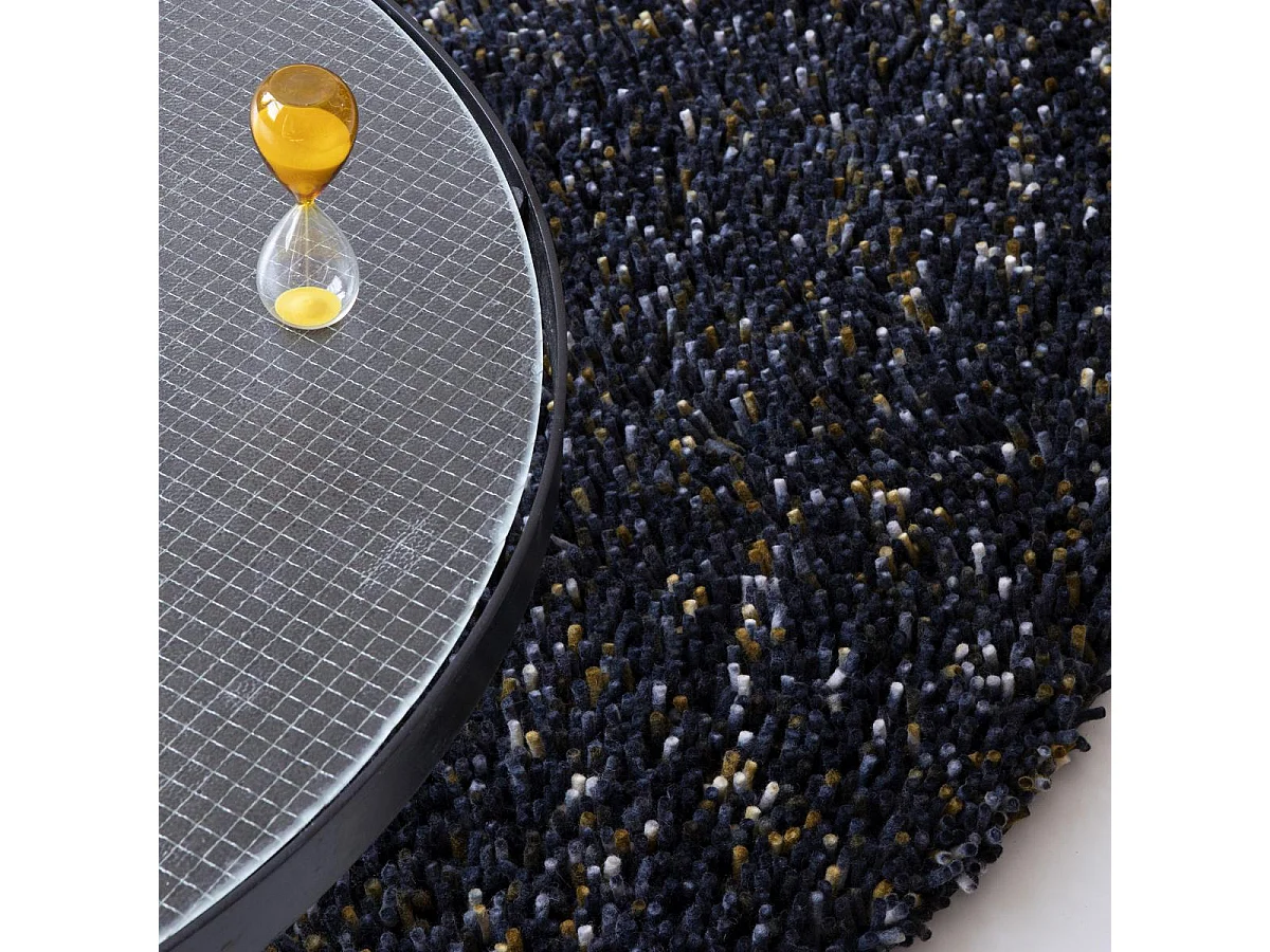 Tappeto shaggy in lana intrecciata con motivo finto tinta unita ROCKS