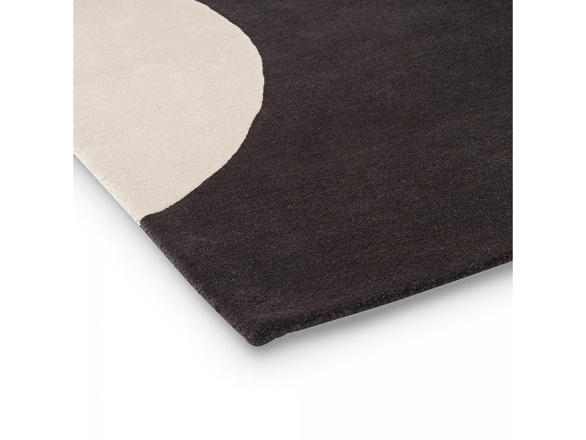 tapis open space 250x350 fait à la main en laine noir et gris motif seventies