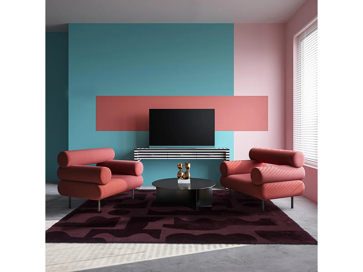 tapis chambre 140x200 tufté en laine violet rectangle motif géométrique MURAL