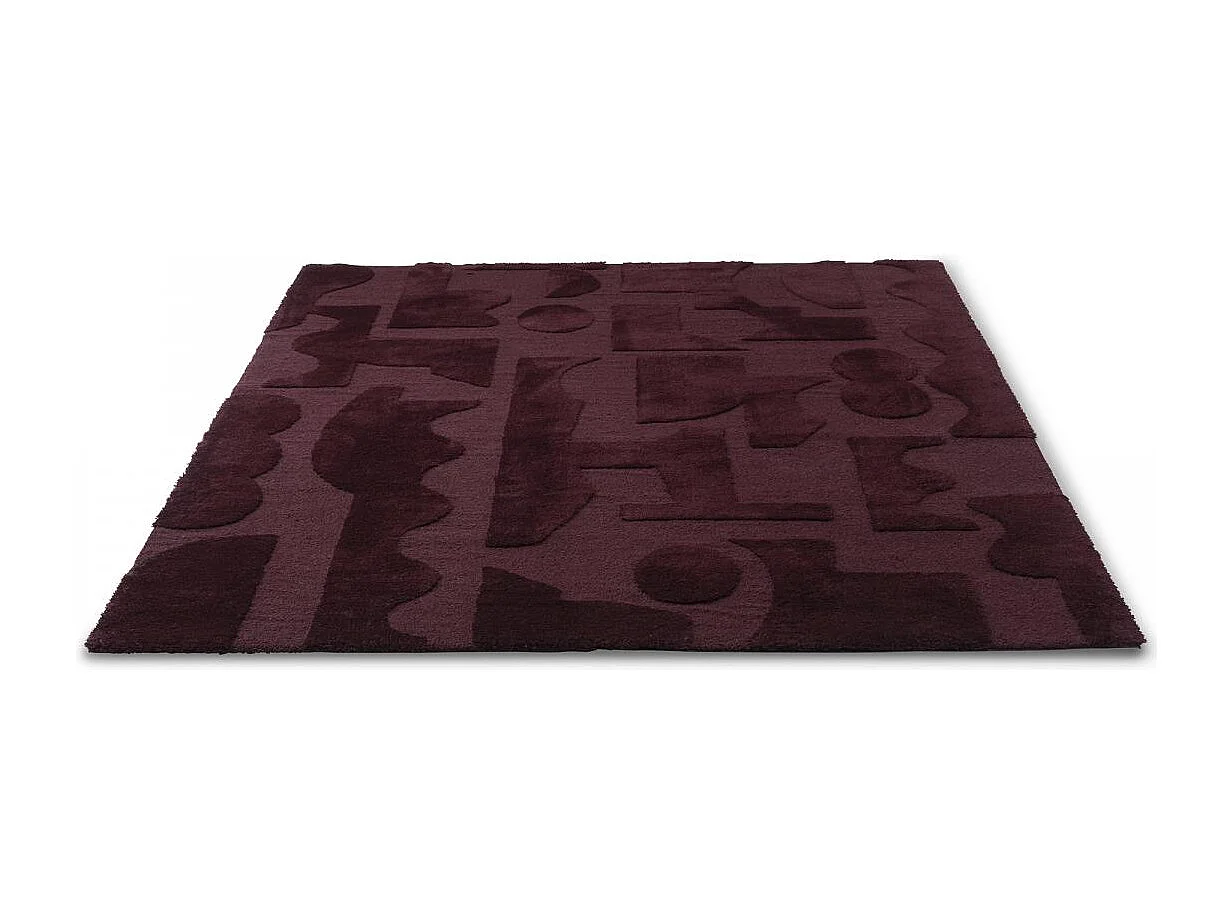 tapis chambre 140x200 tufté en laine violet rectangle motif géométrique MURAL