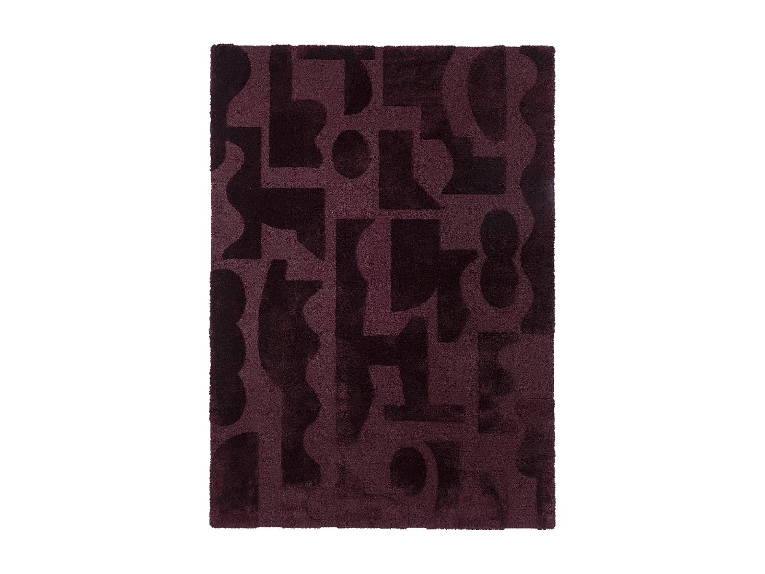 tapis chambre 140x200 tufté en laine violet rectangle motif géométrique MURAL