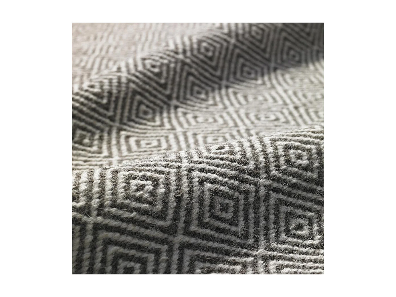 Tapis kilim 170x240 rectangle fait main en laine gris motif géométrique