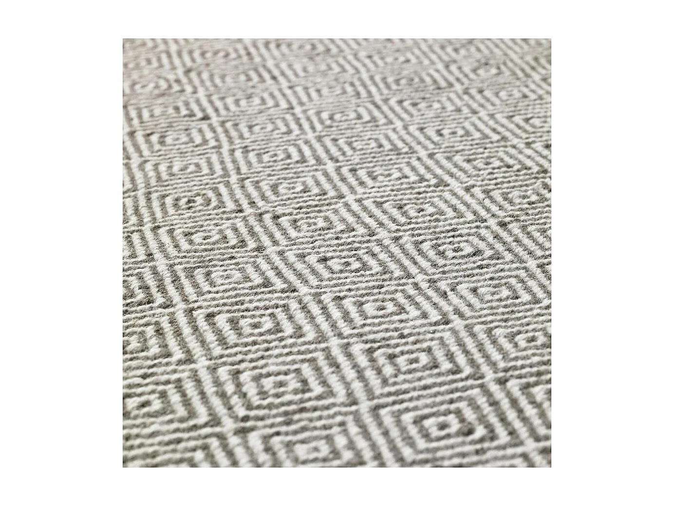 Tapis kilim 170x240 rectangle fait main en laine gris motif géométrique