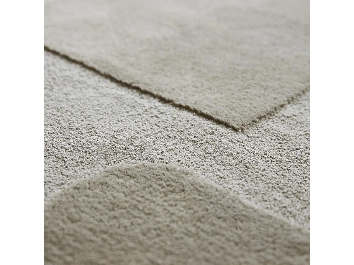 tapis grand salon 250x350 tufté en laine beige rectangle motif géométrique MURAL