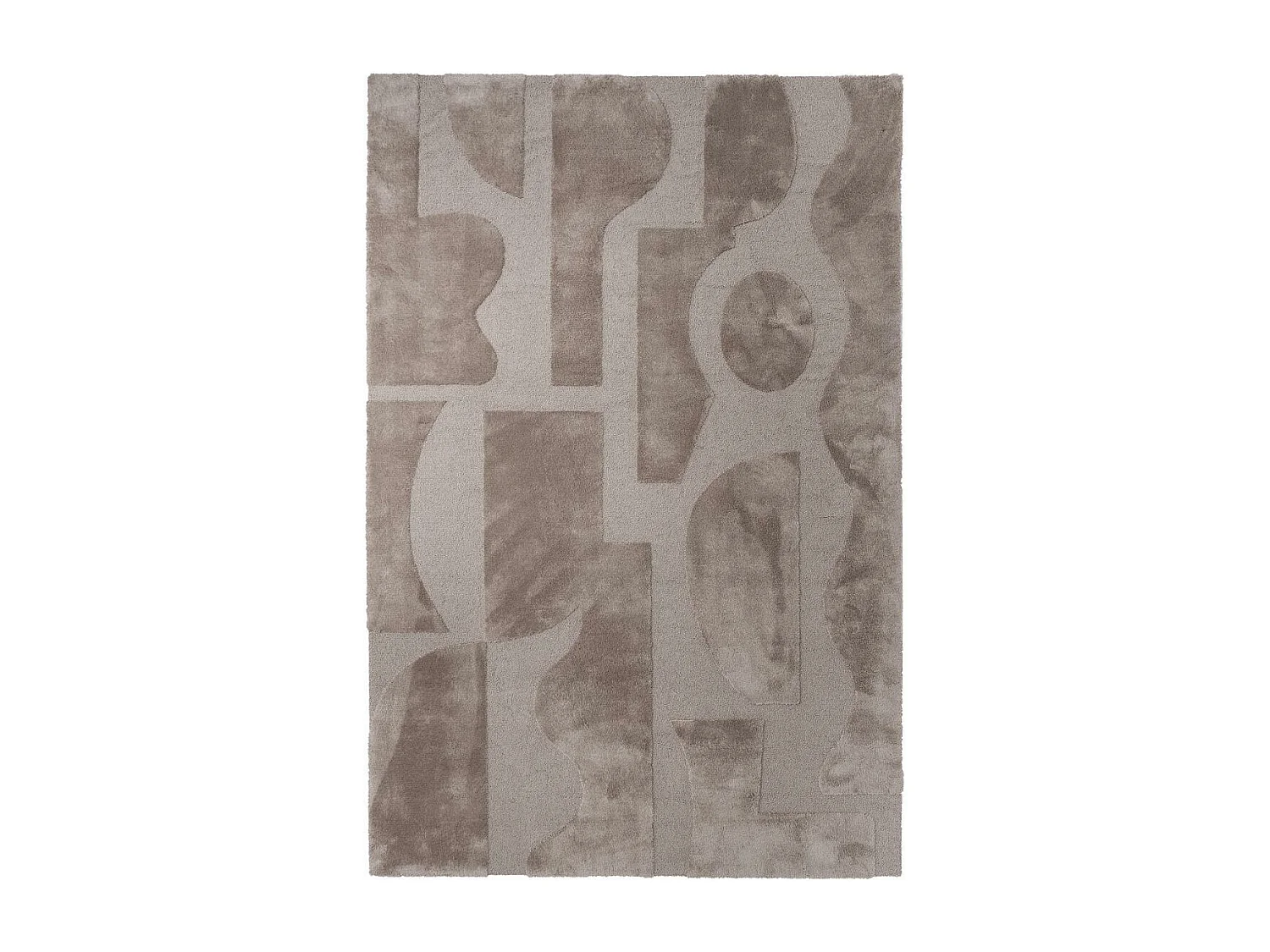 tapis grand salon 250x350 tufté en laine beige rectangle motif géométrique MURAL