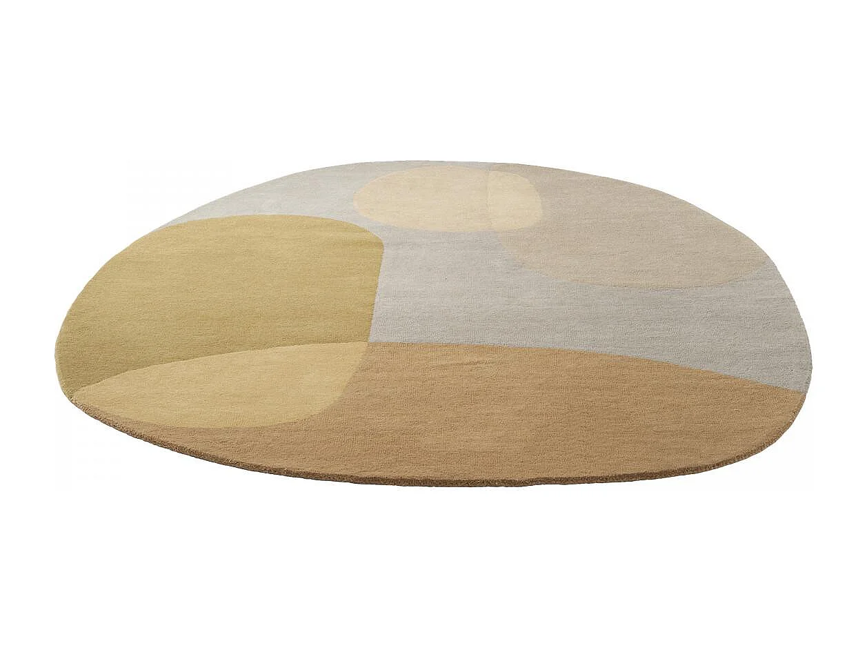 tapis chambre 160x230 fait à la main en laine gris et vert ovale motif abstrait