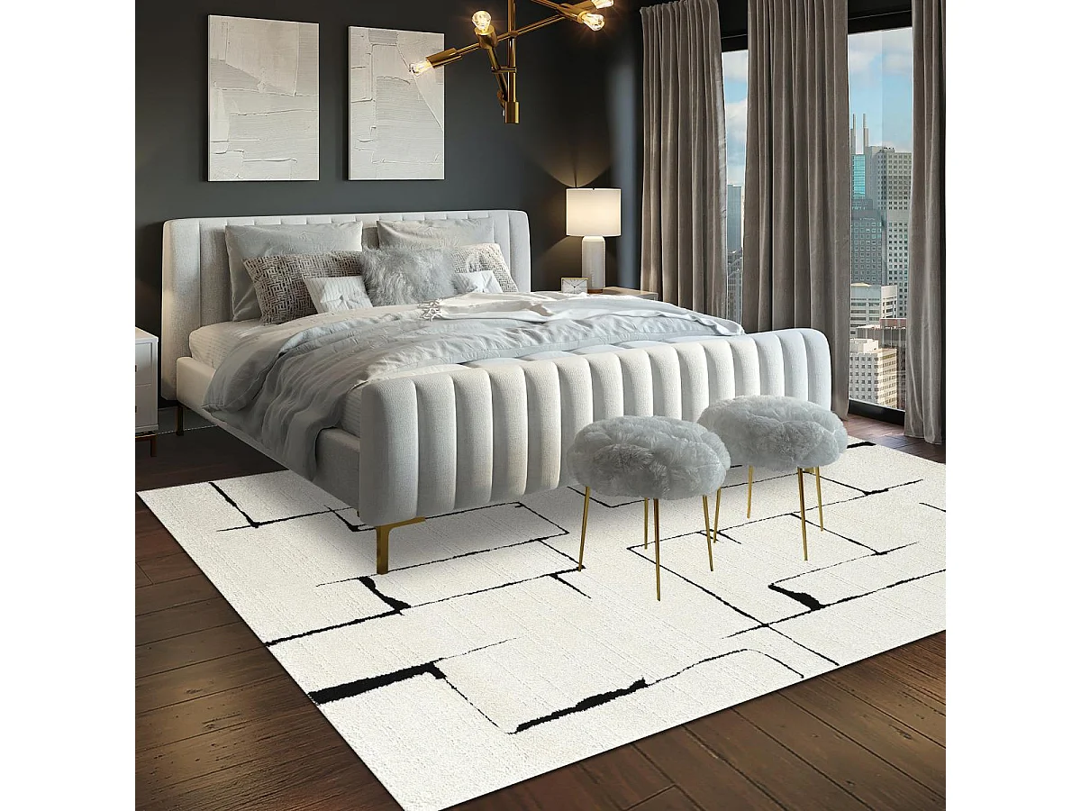 Tapis salon LYN9 BRINKI 120x170 cm Noir - Tapis Chambre doux et soyeux