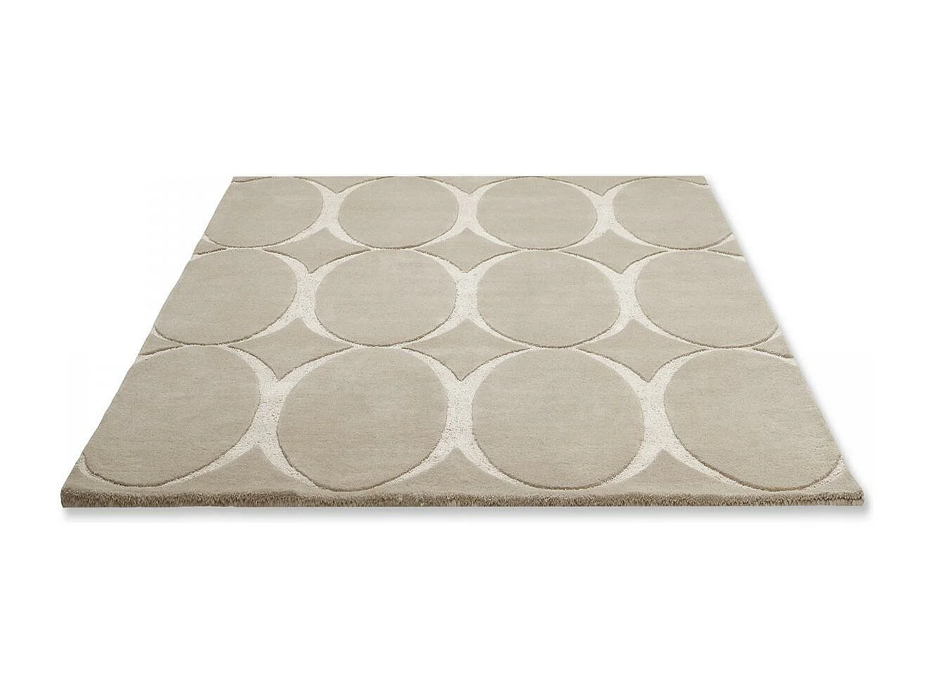 tapis salle à manger 250x350 fait à la main en laine beige rectangle motif simple
