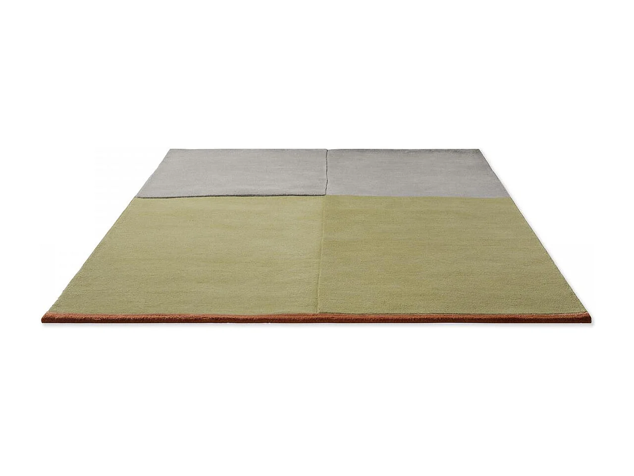 tapis chambre 160x230 fait main en laine vert et gris rectangle motif simple