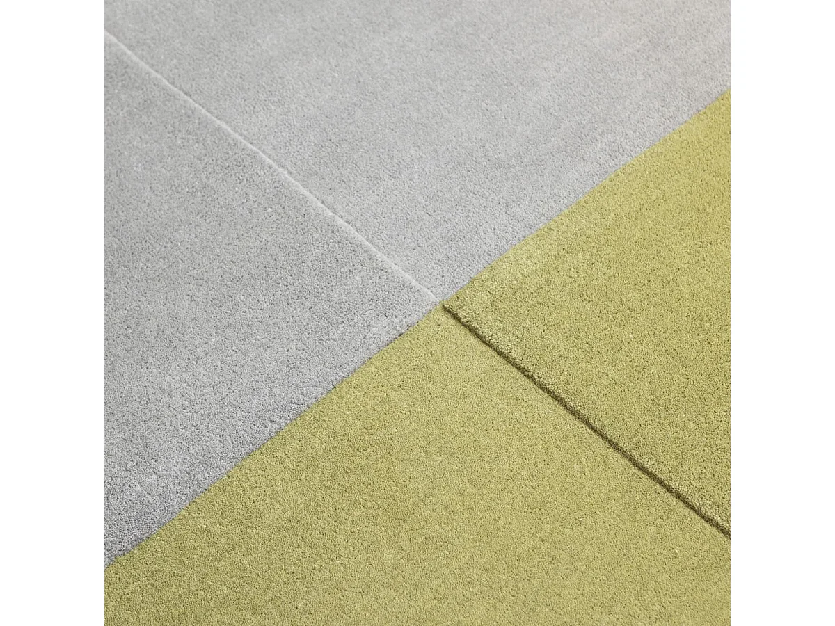 tapis chambre 160x230 fait main en laine vert et gris rectangle motif simple