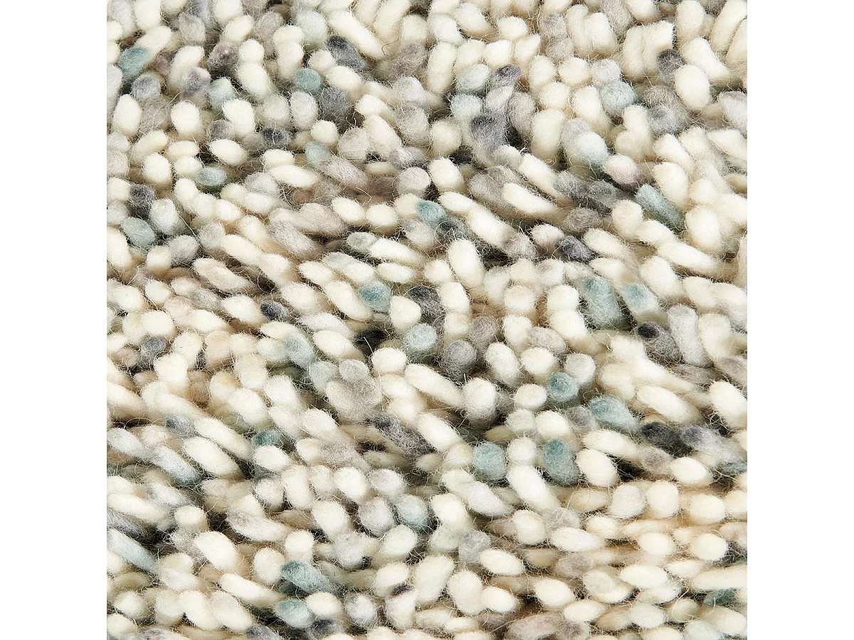 Tapis longs poils shaggy 140x200 rectangle tissé beige et bleu en laine