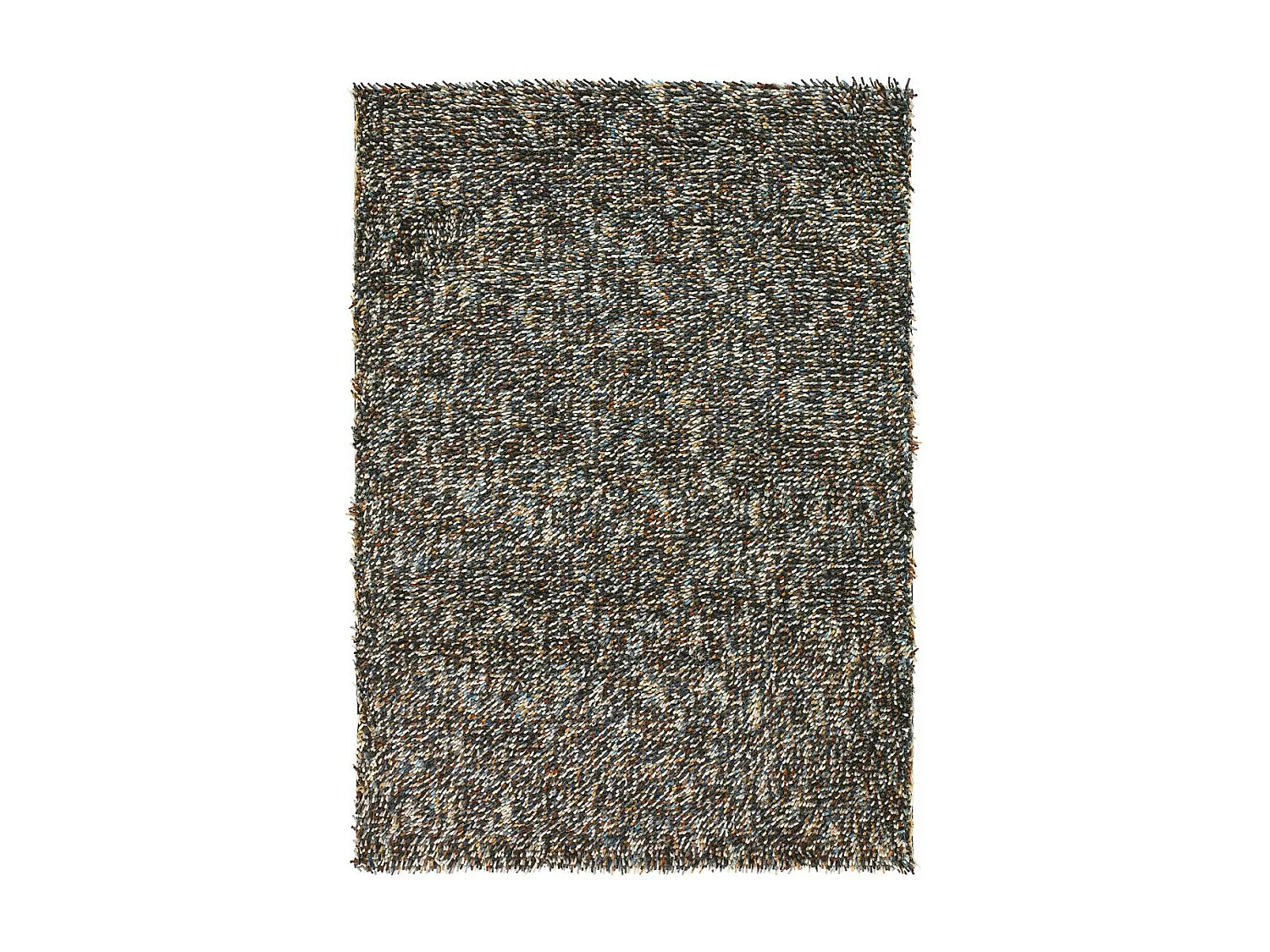 Tapis shaggy 170x240 rectangle tissé bleu et crème en laine motif faux uni ROCKS