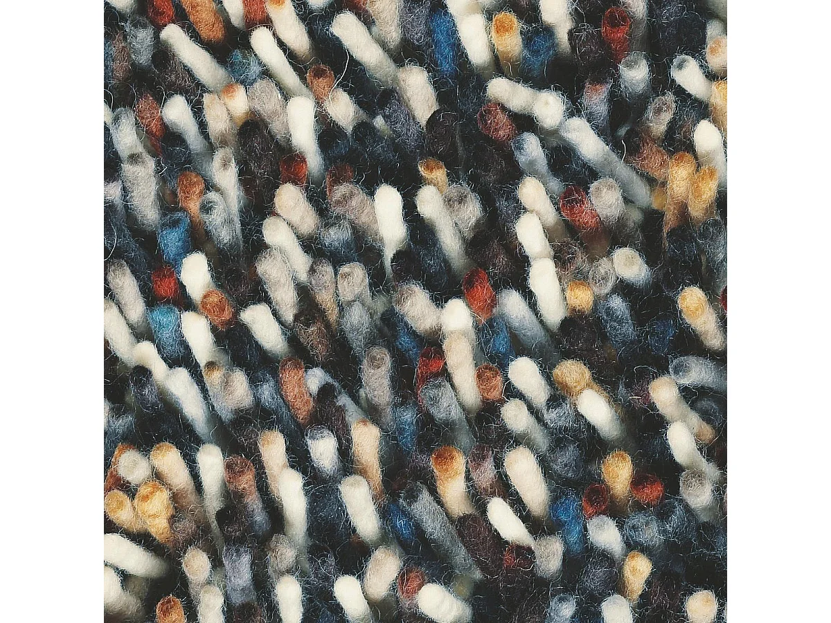 Tapis shaggy 170x240 rectangle tissé bleu et crème en laine motif faux uni ROCKS