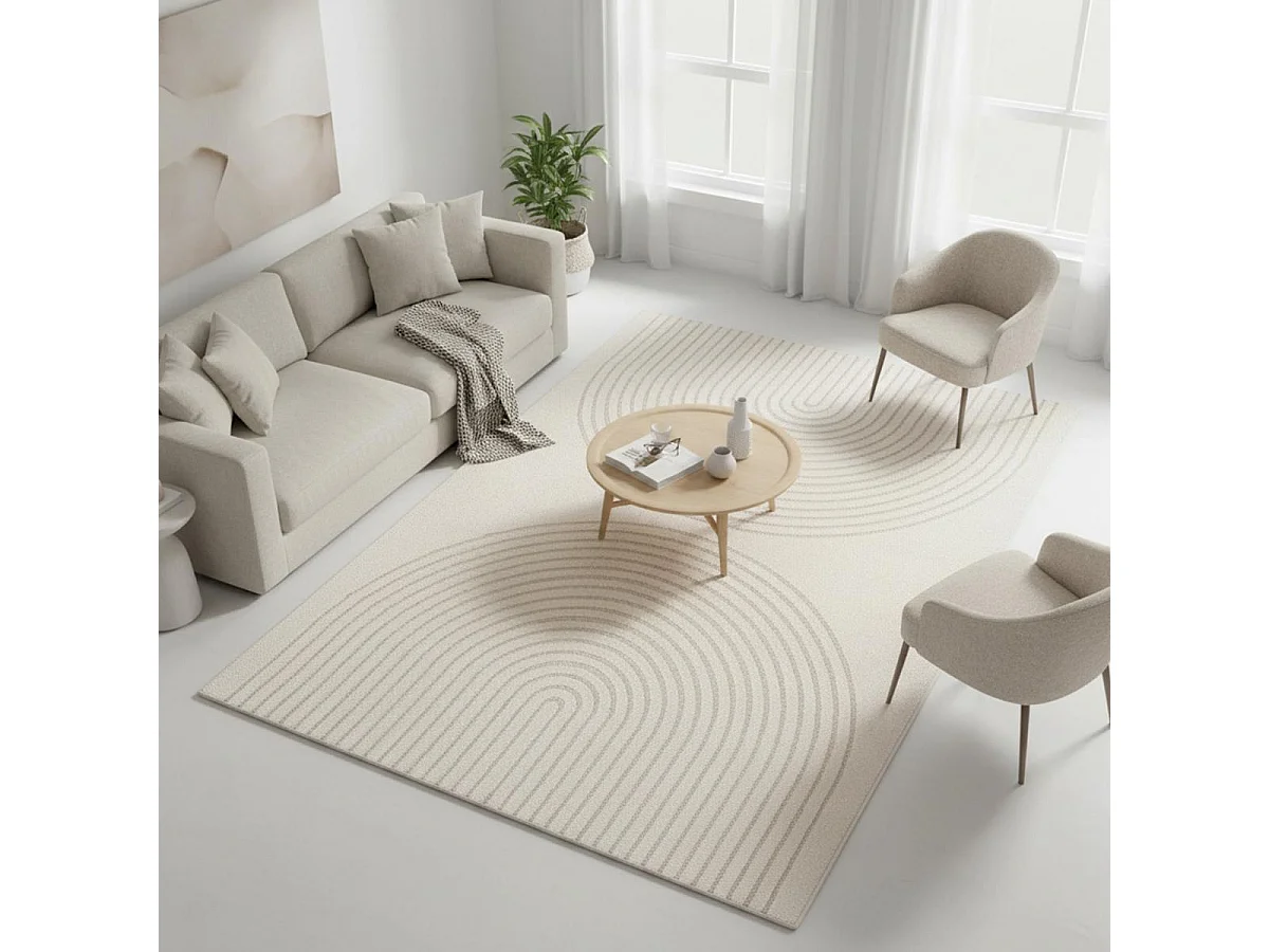 Tapis salon DEMILU 120x160 cm Crème - Tapis Chambre doux et soyeux