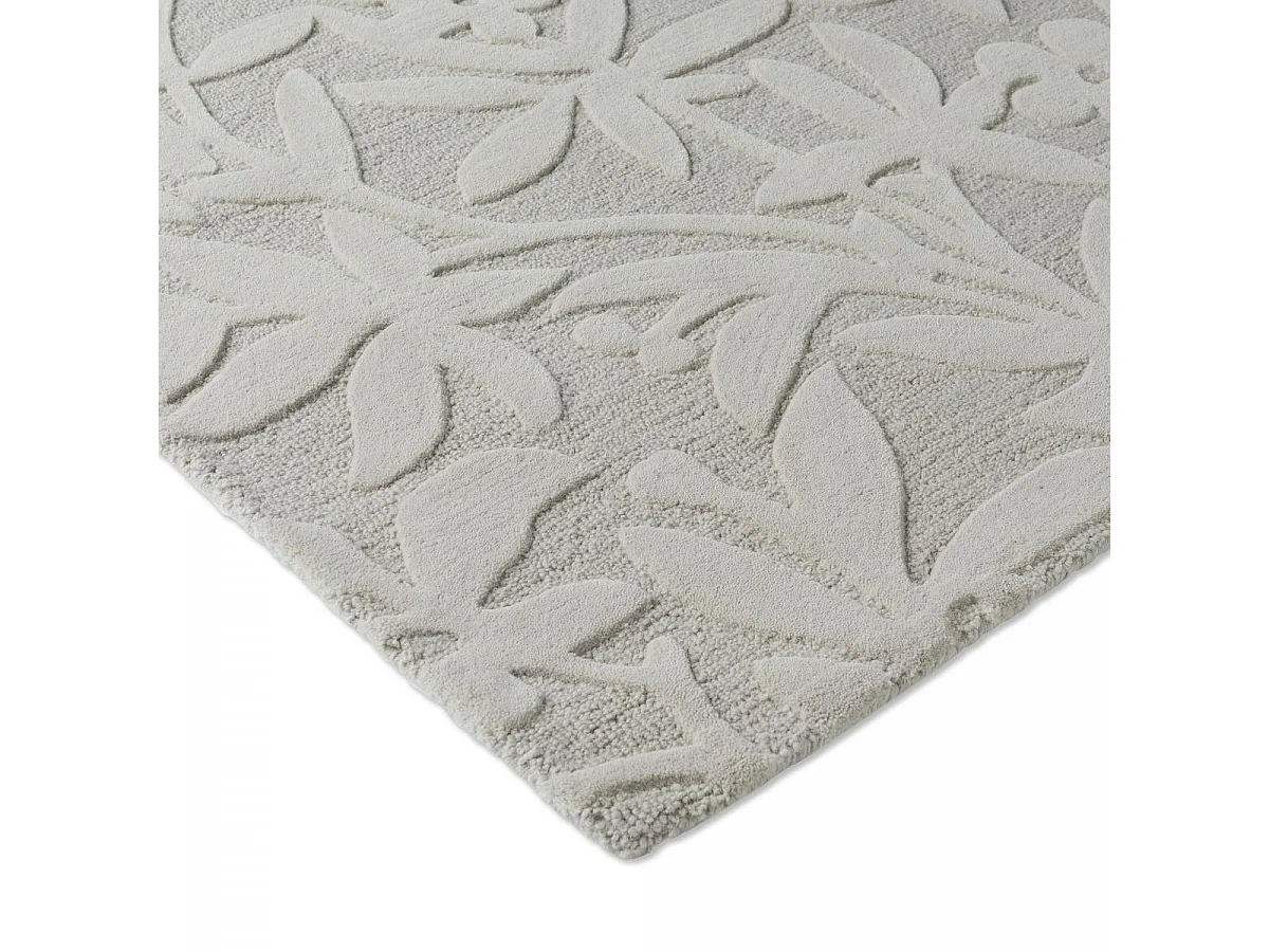 tapis salon 170x240 fait main en laine gris rectangle motif floral CLEAVERS