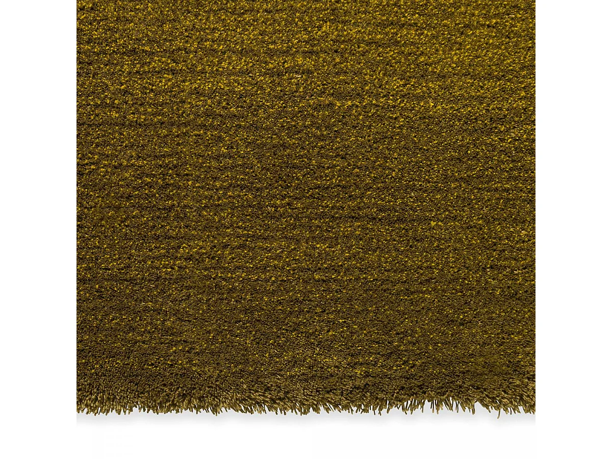 tapis salon 170x240 tufté en laine jaune et vert rectangle motif faux uni SHADELO