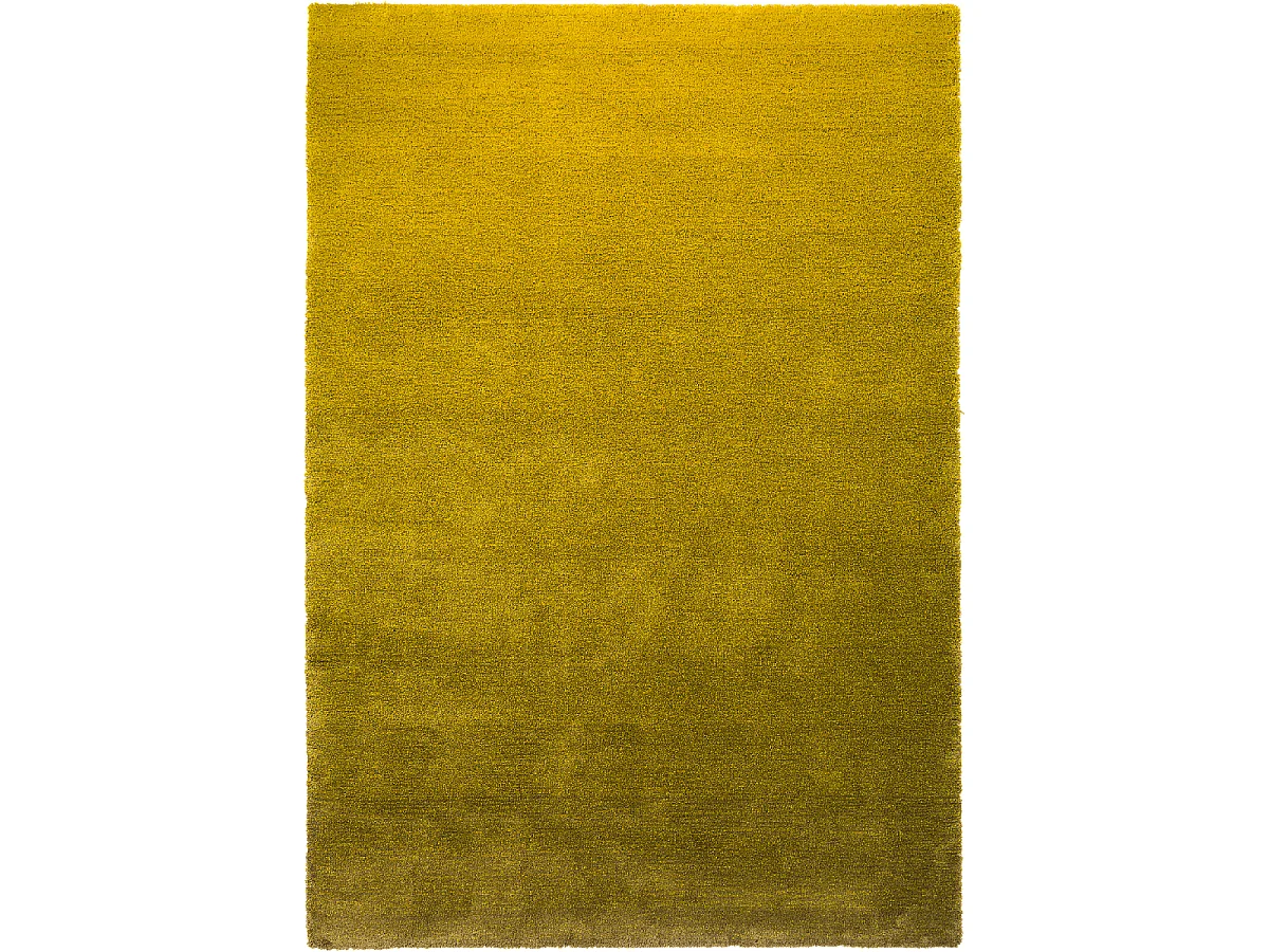 tapis salon 170x240 tufté en laine jaune et vert rectangle motif faux uni SHADELO