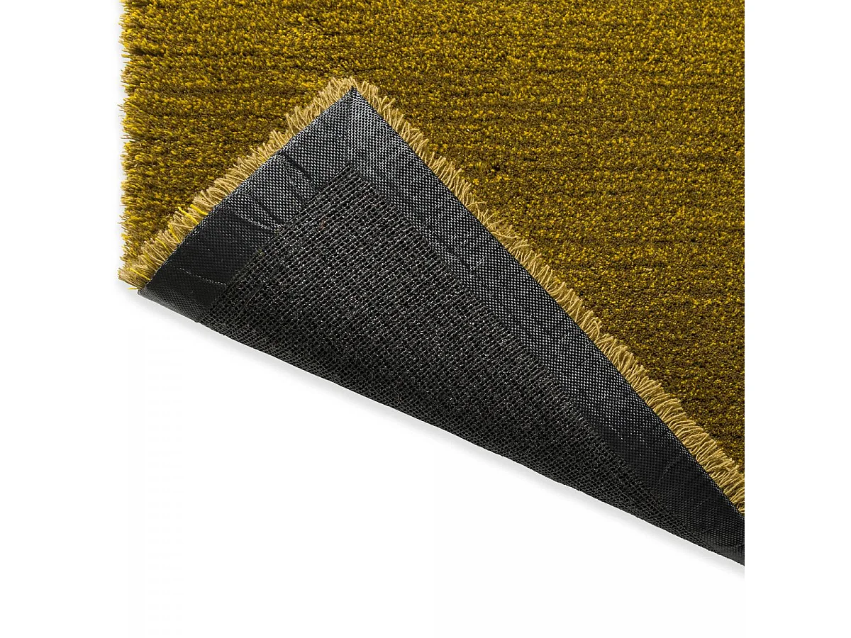 tapis salon 170x240 tufté en laine jaune et vert rectangle motif faux uni SHADELO