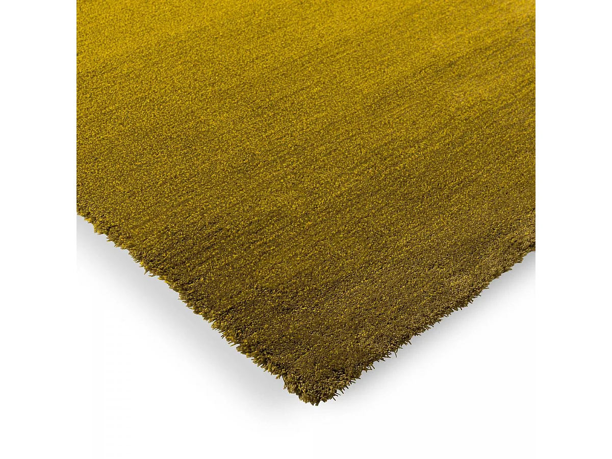 tapis salon 170x240 tufté en laine jaune et vert rectangle motif faux uni SHADELO