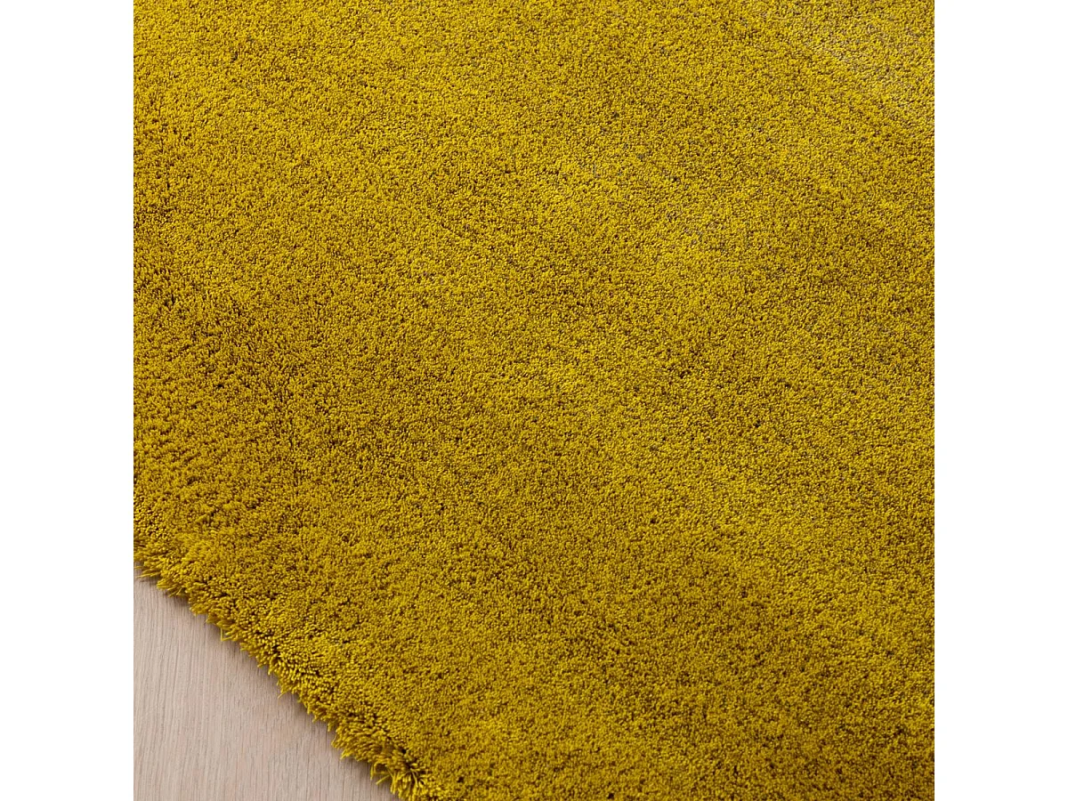 tapis salon 170x240 tufté en laine jaune et vert rectangle motif faux uni SHADELO