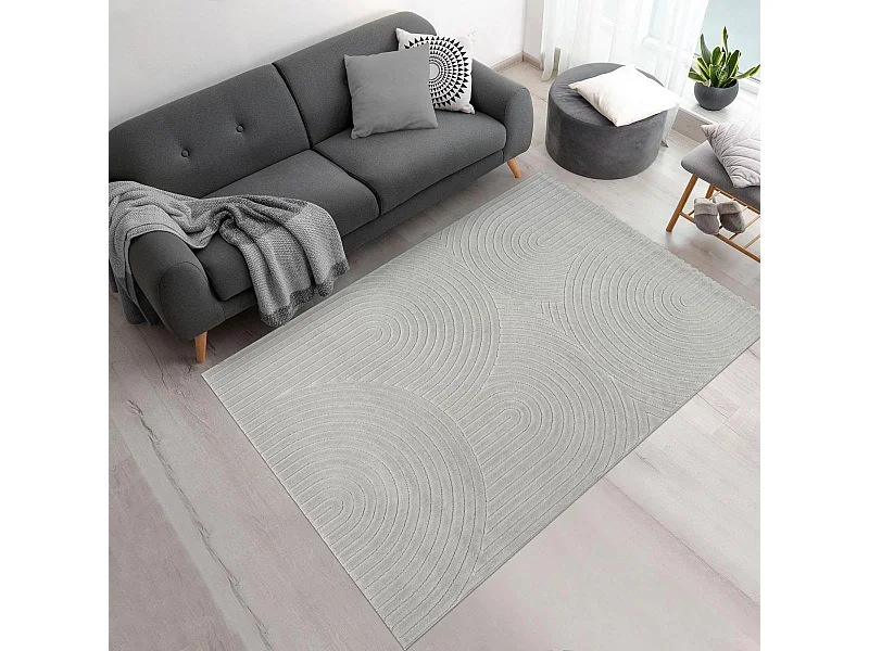 Tapis intérieur extérieur 160x220 en relief LYN14 ARC6EL Gris ton sur ton