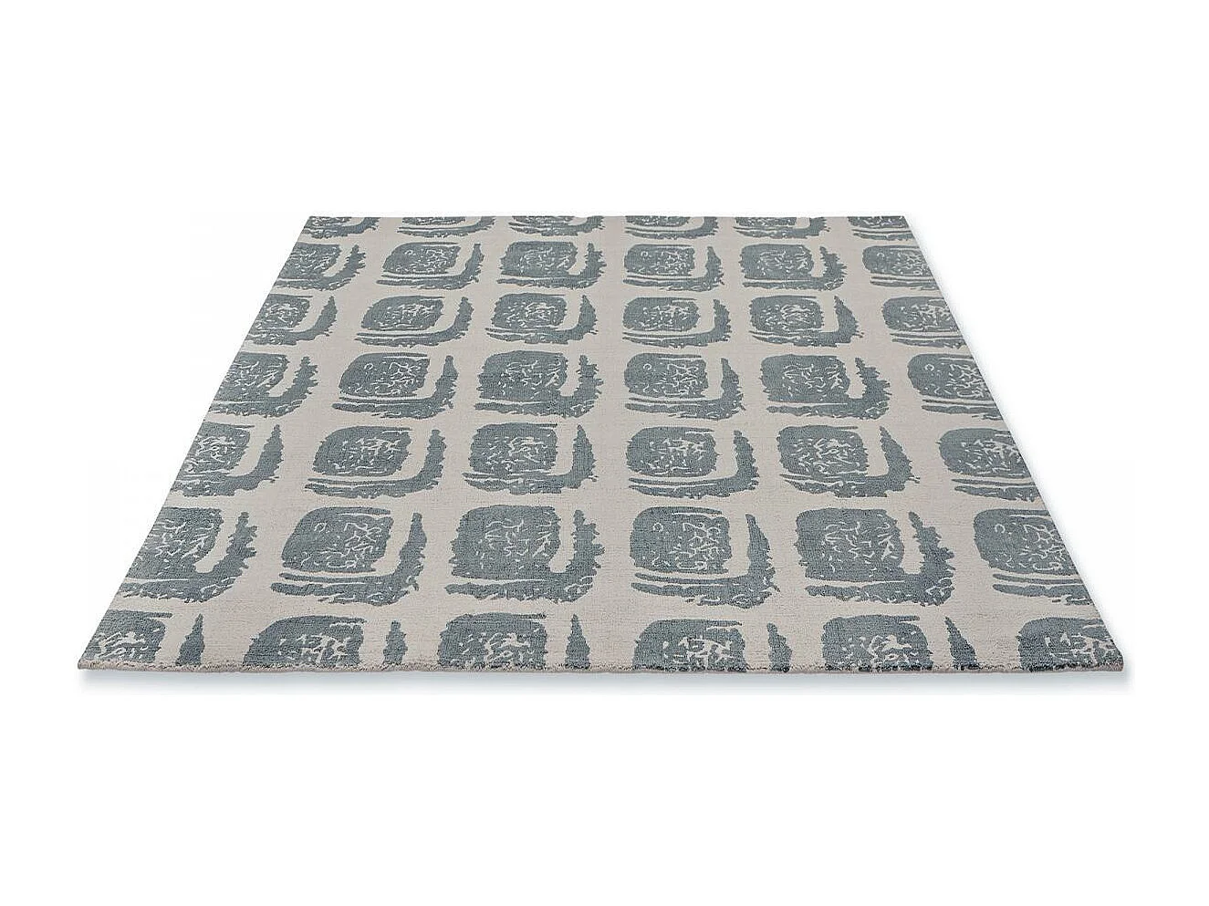 tapis chambre 170x240 fait à la main en coton gris et crème motif abstrait